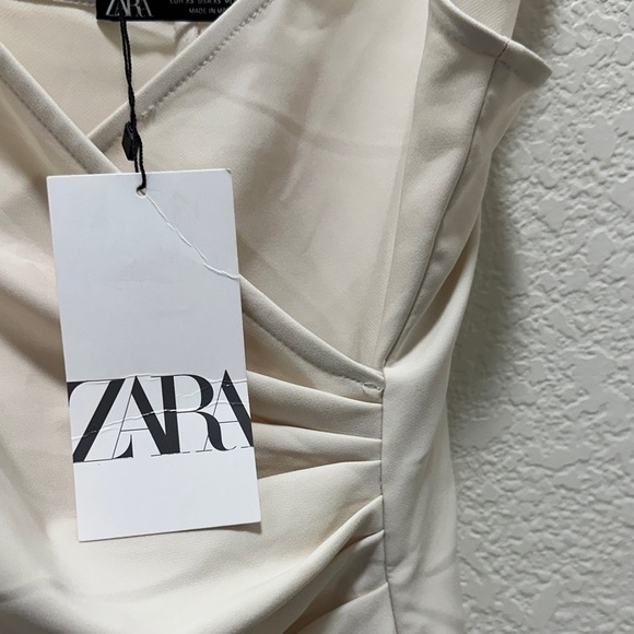 Zara Cream Slip Dress with Cowl Neck and Backless Design - Picture 4 of 6